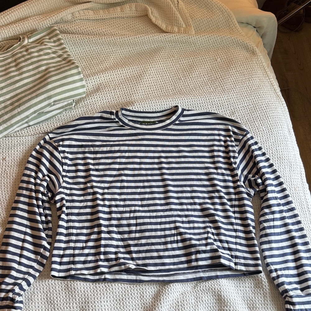 Daily Drills Navy and White Striped Long Sleeve Tee